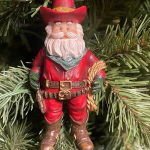 Red Santa Cowboy Holiday Ornament